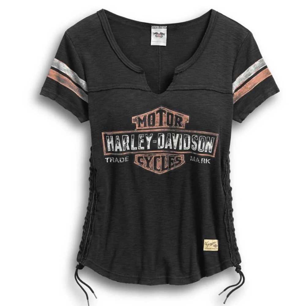 Harley-Davidson Black and Orange Short Sleeve Tee